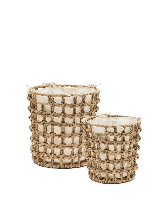 Набор из двух корзин Dilam бело-бежевого цвета - купить Плетеные корзины по цене 19990 Набор из двух корзин Dilam бело-бежевого цвета - купить Плетеные корзины по цене 19990