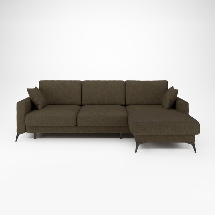Угловой диван-кровать Наоми темно-коричневого цвета правый  - купить Угловые диваны по цене 86889.0