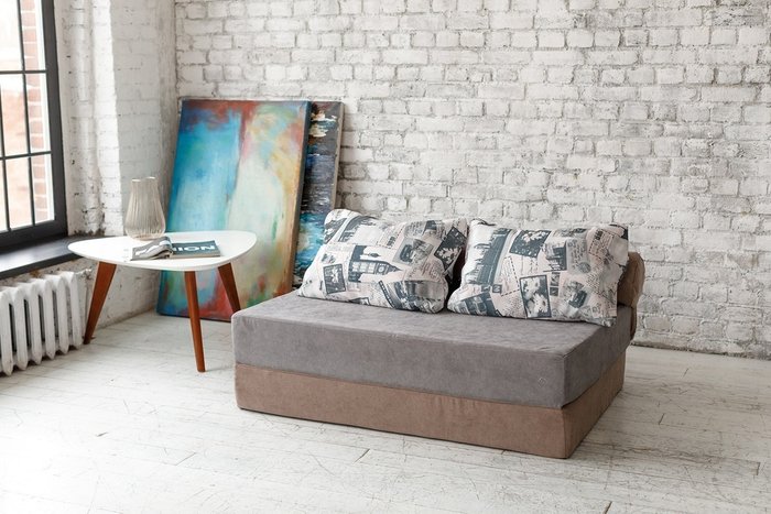 Бескаркасный диван-кровать Puzzle Bag Лондон XL серо-коричневого цвета - купить Бескаркасная мебель по цене 25290.0