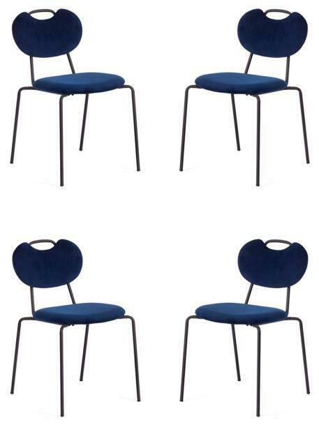 Набор из четырех стульев Danton синего цвета