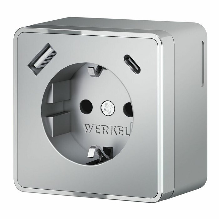 Розетка с заземлением, шторками и USB тип A+C Gallant серебряный W5071706 Накладные механизмы Gallant серебряные Розетка с заземлением, шторками и USB тип A+C Gallant серебряный W5071706 Накладные механизмы Gallant серебряные