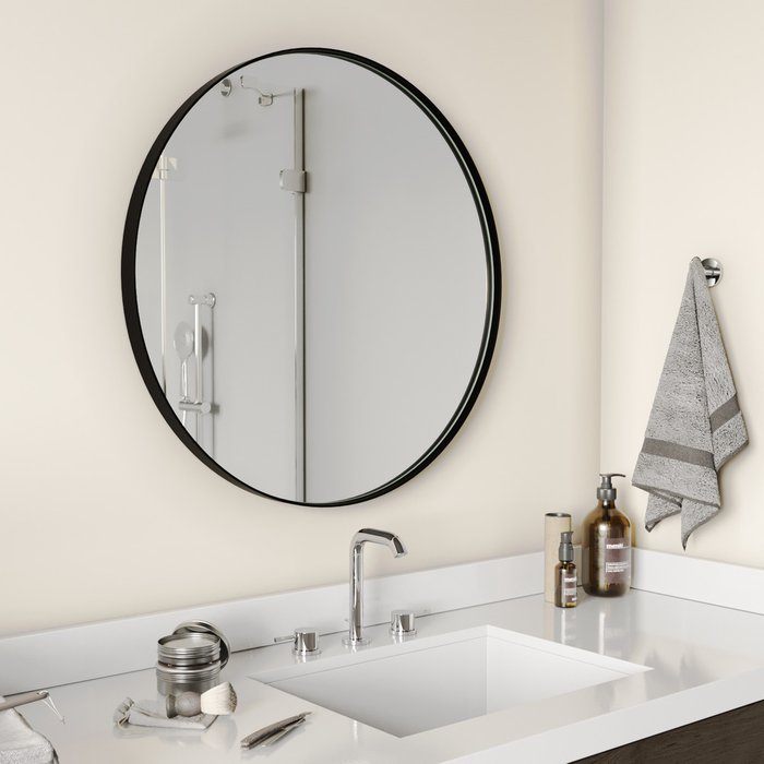 Дизайнерское настенное зеркало Rauntel M в раме черного цвета - купить Настенные зеркала по цене 14900.0