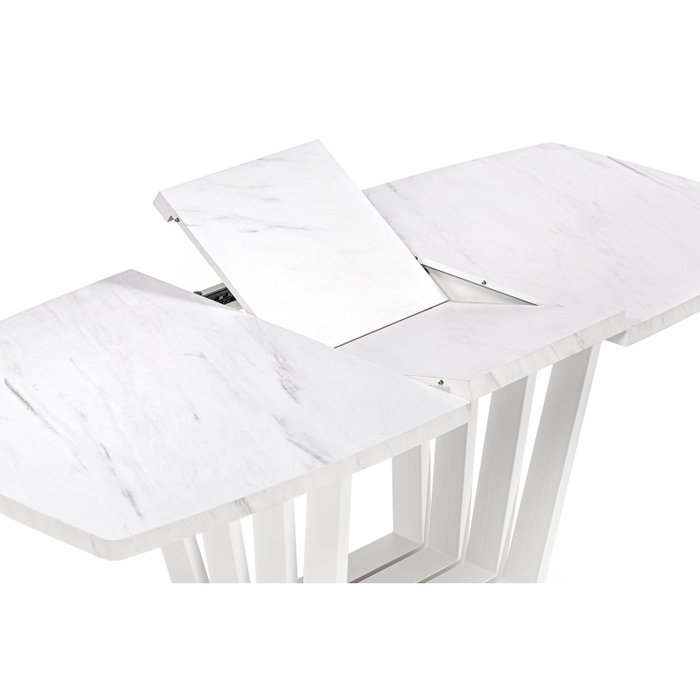Раздвижной обеденный стол Эудес белого цвета - лучшие Обеденные столы в INMYROOM