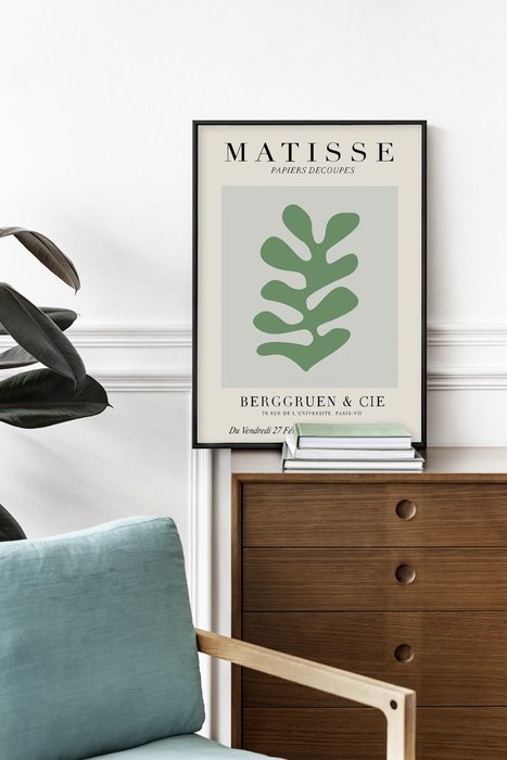 Постер Matisse papiers decoupes green 40x60 в раме черного цвета - лучшие Принты в INMYROOM Постер Matisse papiers decoupes green 40x60 в раме черного цвета - лучшие Принты в INMYROOM
