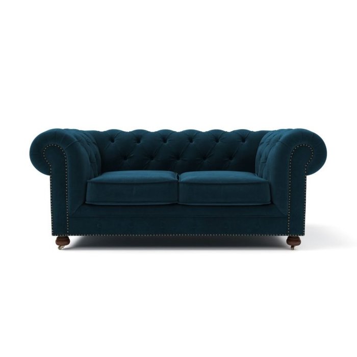  Двухместный раскладной диван Chesterfield Lux  синий
