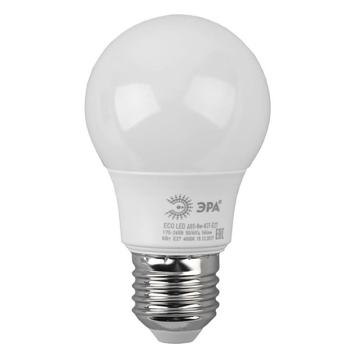 Лампа светодиодная E27 8W 2700K матовая белого цвета