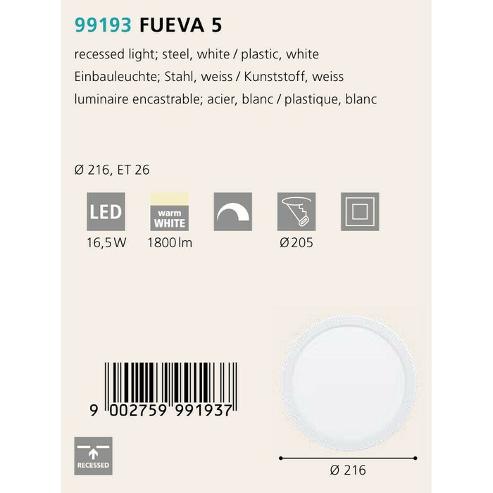 Светильник точечный Eglo Fueva 5 99193 - купить Накладные споты по цене 3090.0