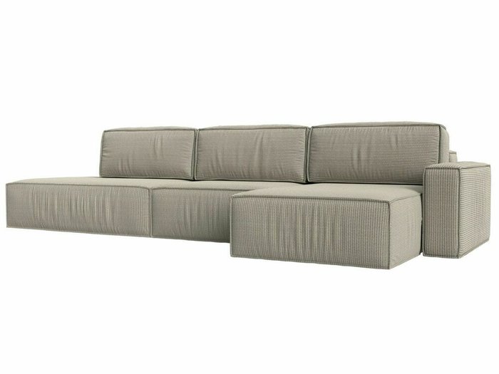 Угловой диван-кровать Прага модерн лонг серо-бежевого цвета правый угол