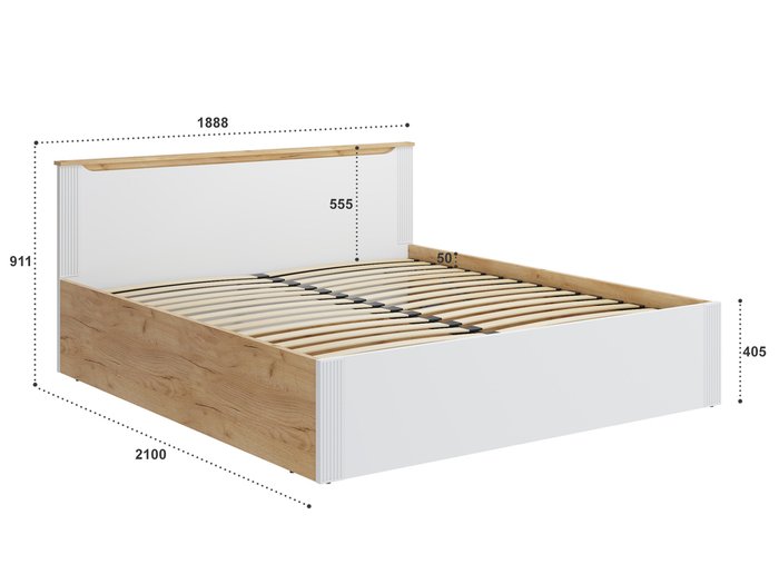 Кровать с подъемным механизмом Эмилия 180х200 белого цвета - лучшие Кровати для спальни в INMYROOM