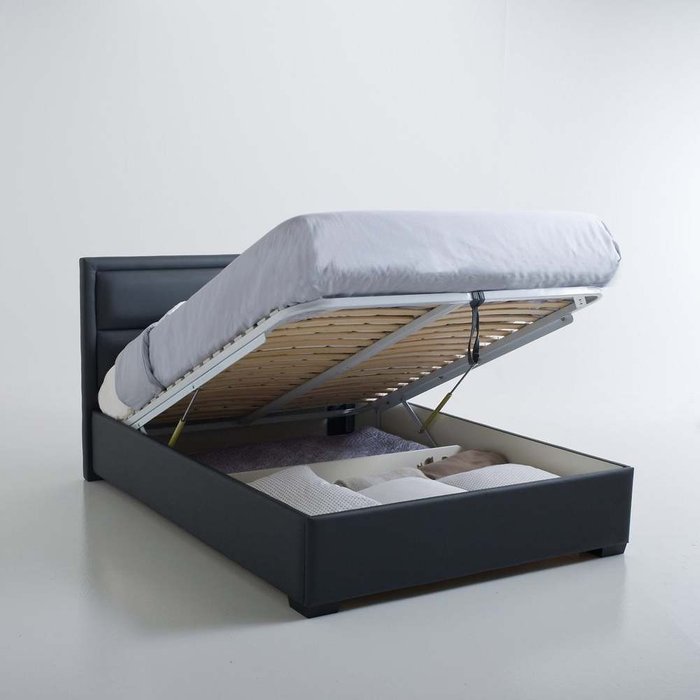 Кровать с подъемным механизмом Blax 140x190 темно-серого цвета - купить Кровати для спальни по цене 79368.0