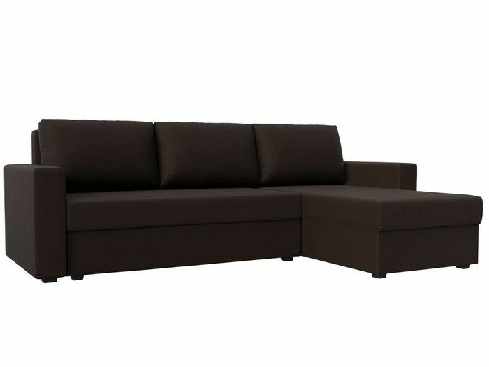 Угловой диван-кровать Траумберг Лайт коричневого цвета правый угол (экокожа)