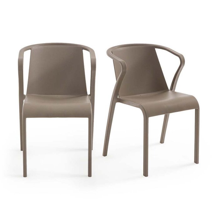 Комплект из двух стульев с подлокотниками Predsida серо-коричневого цвета