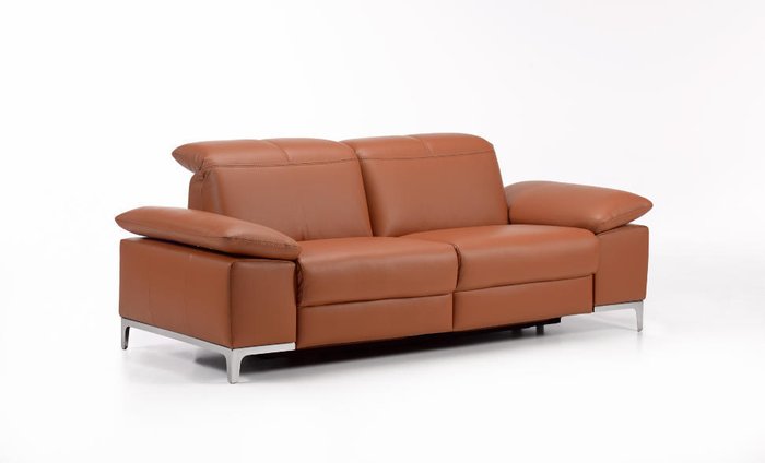 Прямой кожаный диван Chronos коричневого цвета