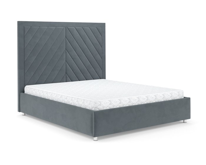 Кровать Мишель 140х190 серо-синего цвета с подъемным механизмом (велюр)  - купить Кровати для спальни по цене 37390.0