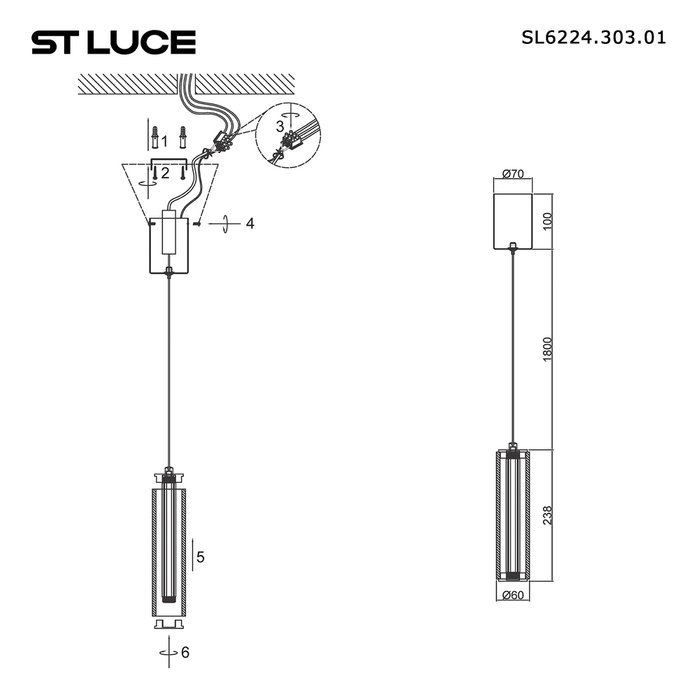 Светильник подвесной ST-Luce Латунь/Прозрачный LED 1*8W 4000K BAMBOO - лучшие Подвесные светильники в INMYROOM