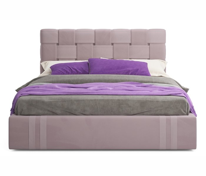 Кровать Tiffany 160х200 серо-розового цвета с матрасом - лучшие Кровати для спальни в INMYROOM Кровать Tiffany 160х200 серо-розового цвета с матрасом - лучшие Кровати для спальни в INMYROOM