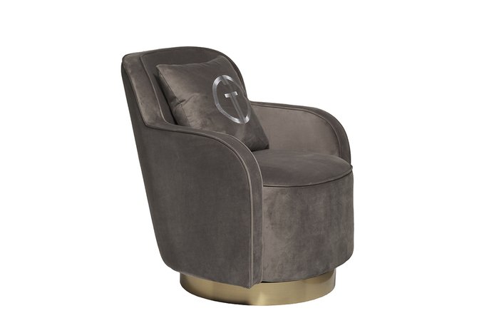 Кресло в обивке из велюра серого цвета