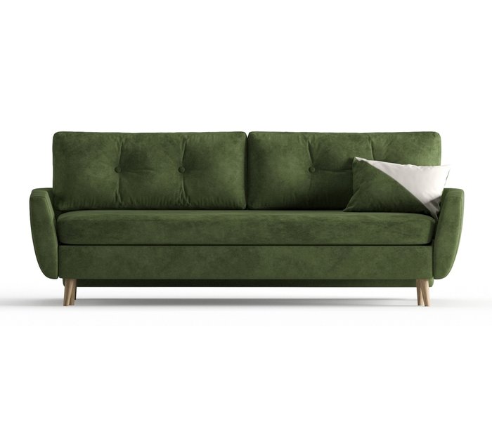 Диван-кровать Авиньон в обивке из велюра темно-зеленого цвета - купить Прямые диваны по цене 36990.0