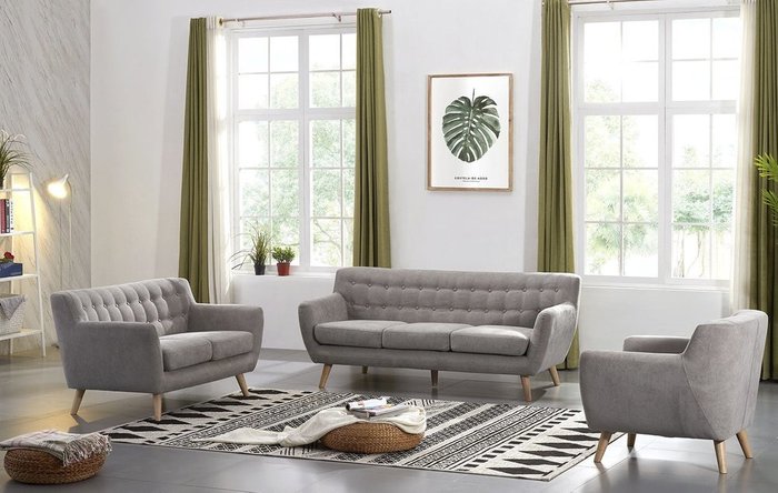 Прямой диван Copenhagen серо-бежевого цвета - купить Прямые диваны по цене 51460.0