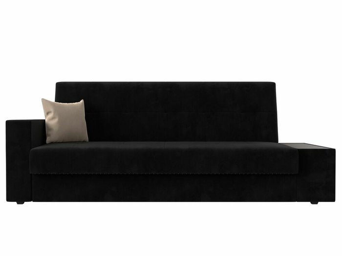 Диван-кровать Лига 020 черного цвета со столиком справа (велюр) - купить Прямые диваны по цене 25999.0
