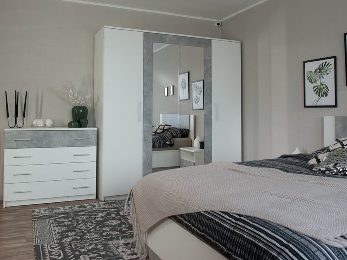 Спальня Аврора серо-белого цвета - лучшие Спальные гарнитуры в INMYROOM