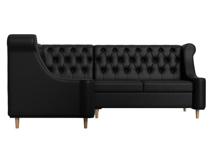 Угловой диван Бронкс черного цвета (экокожа) левый угол - купить Угловые диваны по цене 62999.0