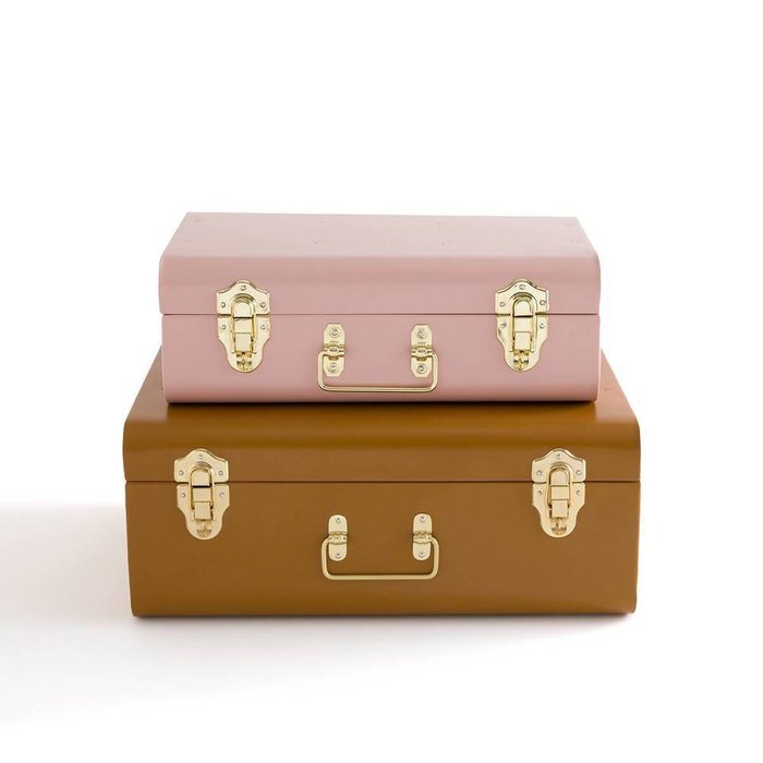 Комплект из двух чемоданчиков из металла Masa розово-коричневого цвета - лучшие Сундуки в INMYROOM