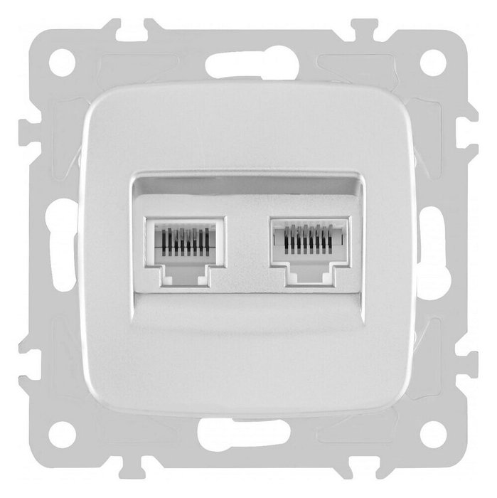 Розетка двойная RJ-11 и Ethernet RJ-45, без рамки 205.44-1.silver - купить Розетки по цене 565.0