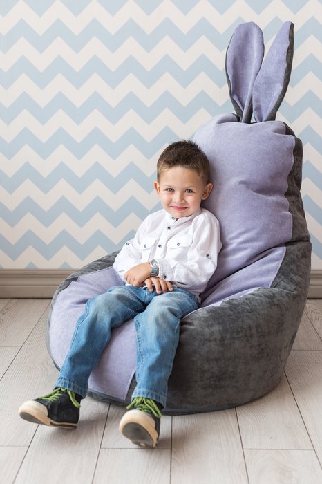 Кресло-мешок Зайчик серо-лавандового цвета - купить Бескаркасная мебель по цене 5999.0