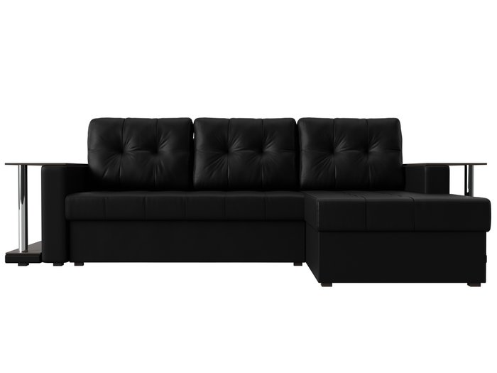 Угловой диван-кровать Даллас черного цвета (экокожа) - купить Угловые диваны по цене 40590.0