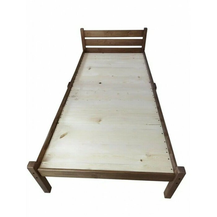 Кровать Классика Компакт сосновая со сплошным основанием 60х190 цвета темный дуб - лучшие Одноярусные кроватки в INMYROOM