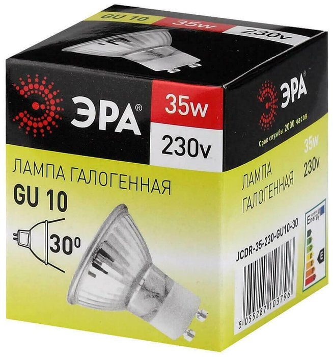 Лампа галогенная ЭРА GU10 35W 2700K прозрачная GU10-JCDR (MR16) -35W-230V - купить Лампочки по цене 115.0