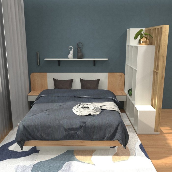 Кровать Астра 120х200 серо-бежевого цвета с подъемным механизмом и двумя ящиками - лучшие Кровати для спальни в INMYROOM Кровать Астра 120х200 серо-бежевого цвета с подъемным механизмом и двумя ящиками - лучшие Кровати для спальни в INMYROOM