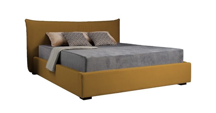 Кровать с подъемным механизмом Mainland 180х200 горчичного цвета
