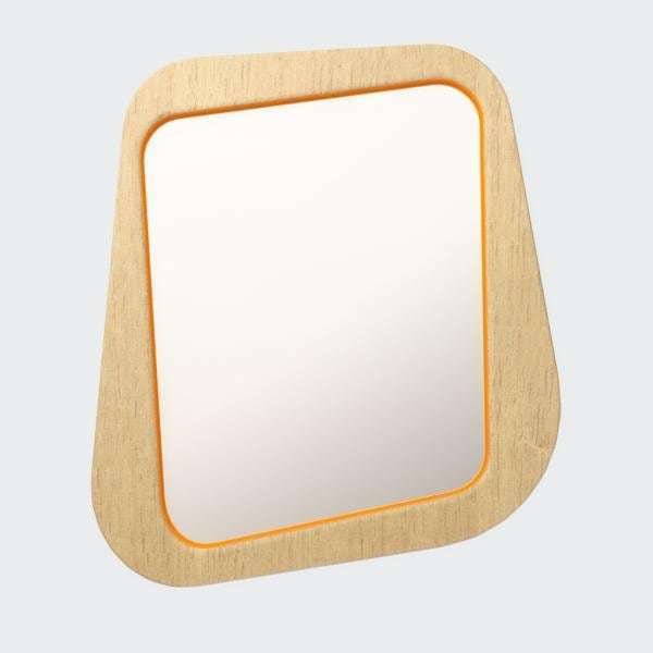Зеркало настенное Woodi в шпоне с оранжевым кантом