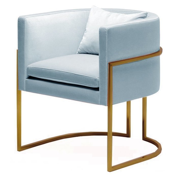 Кресло Julius chair голубое с ножками золотого цвета - купить Интерьерные кресла по цене 58000.0