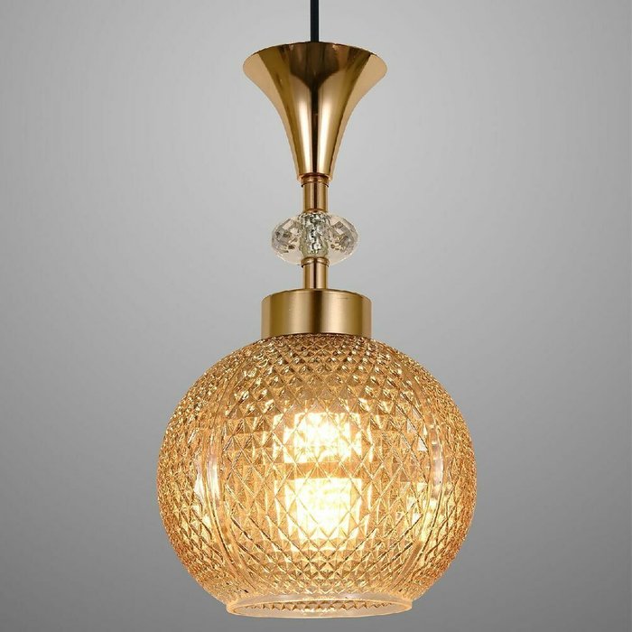 Подвесной светильник 02001-0.9-03 AMBER (стекло, цвет коричневый) - купить Подвесные светильники по цене 5650.0
