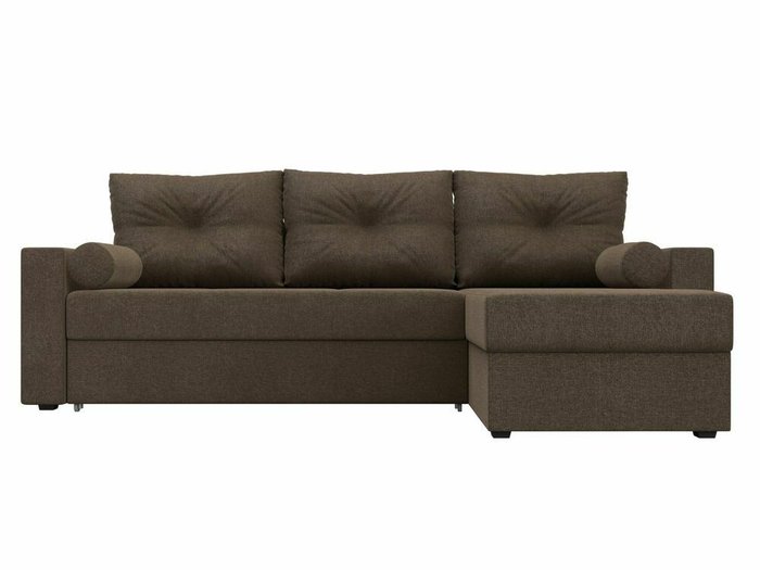 Угловой диван-кровать Верона коричневого цвета правый угол - купить Угловые диваны по цене 46999.0