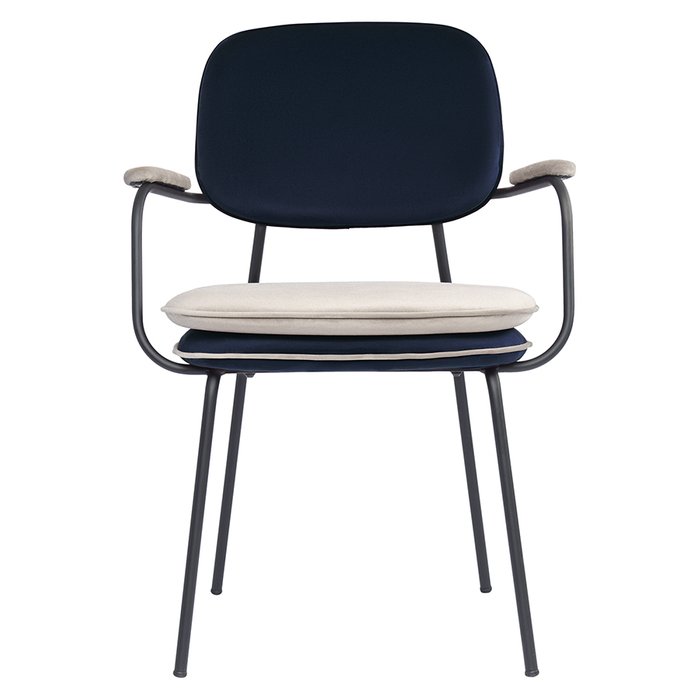 Стул с подлокотниками Pea темно-синево-бежевого цвета - купить Обеденные стулья по цене 14900.0