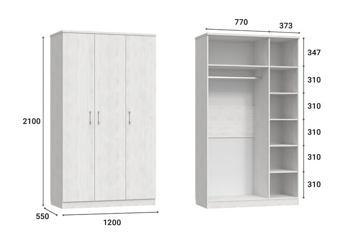 Шкаф трехдверный для одежды Виктория белого цвета - купить Шкафы распашные по цене 26766.0