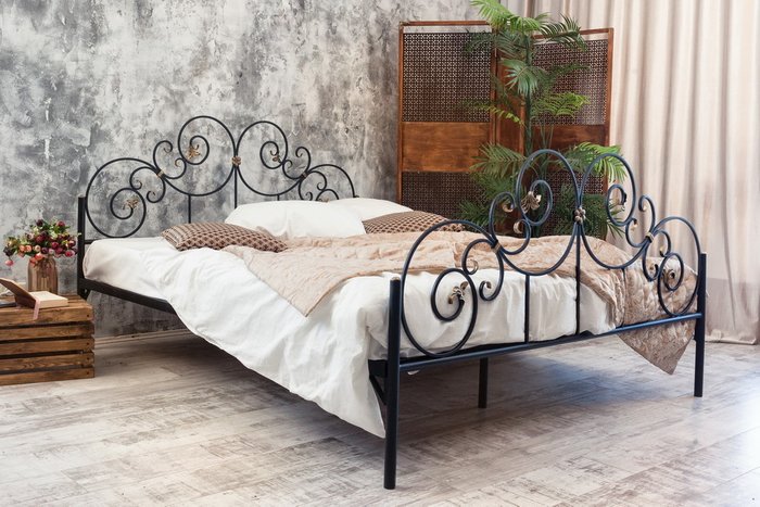 Кованая кровать Афина 1.4 с двумя спинками 140х200 - купить Кровати для спальни по цене 26990.0