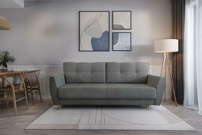 Прямой диван-кровать Raud серого цвета - купить Прямые диваны по цене 62700.0