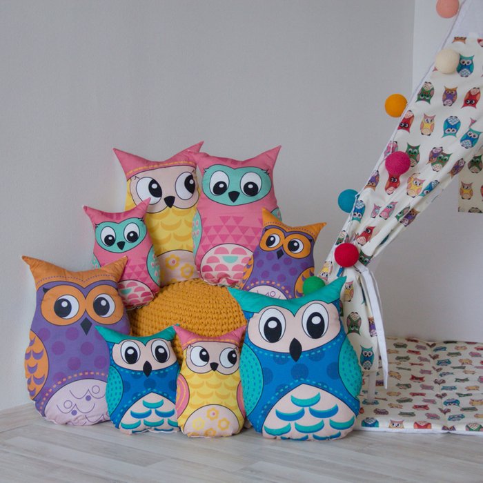 Игрушка-подушка Yellow Owl из 100% хлопка - купить Декоративные подушки по цене 790.0