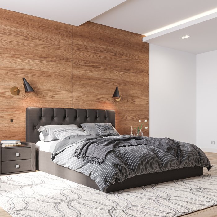 Кровать Инуа 180х200 черного цвета с подъемным механизмом - купить Кровати для спальни по цене 44655.0