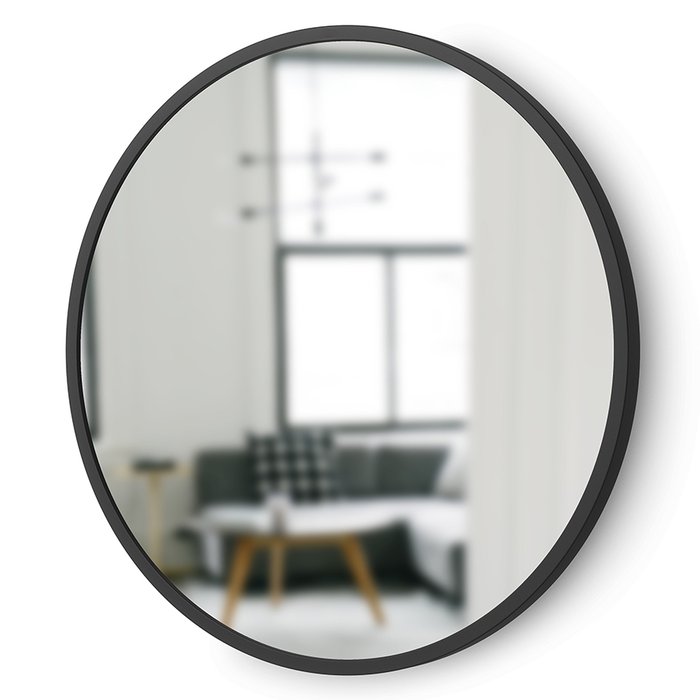 Зеркало настенное Hub диаметр 45 в раме черного цвета  - лучшие Настенные зеркала в INMYROOM