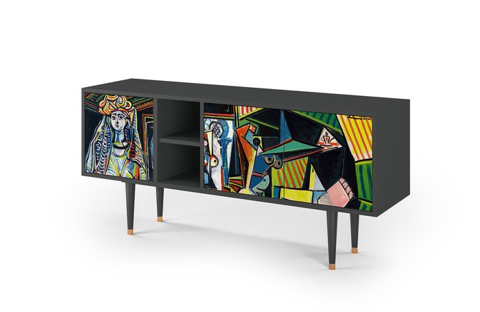 Тумба под TV T5 Women of Algiers by Pablo Picasso с корпусом графитового цвета - купить Тумбы для ТВ по цене 31990.0 Тумба под TV T5 Women of Algiers by Pablo Picasso с корпусом графитового цвета - купить Тумбы для ТВ по цене 31990.0