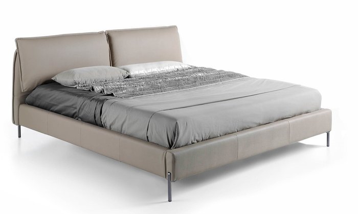 Кровать с мягким изголовьем бежевого цвета 180x200 - купить Кровати для спальни по цене 294990.0