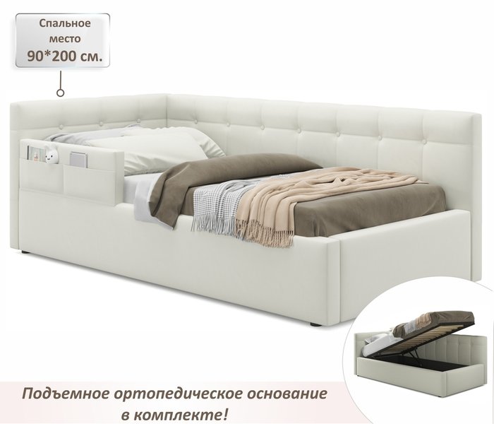 Детская кровать Bonna 90х200 светло-серого цвета с подъемным механизмом - купить Одноярусные кроватки по цене 24100.0