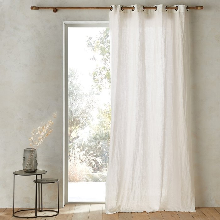 Штора из льна Romane 140x350 белого цвета