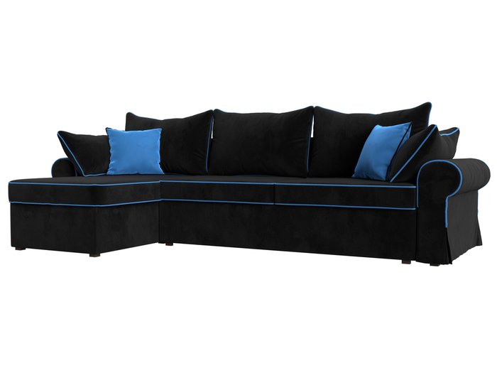 Угловой диван-кровать Элис черного цвета левый угол